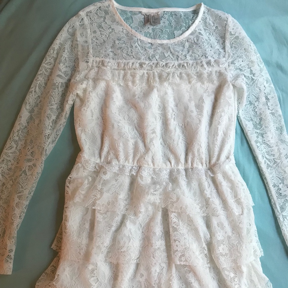 Divided by H&M white lace long sleeves dress